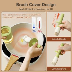 Glass Oil Dispenser Bottle Cooking <b>BBQ</b> Vinegar Sauce Grill Frying Kitchen Oil Container with Silicone Basting Pastry Brush - Product Image 3