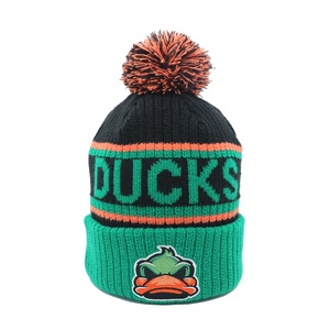 Custom High Quality Embroidery Logo Unisex <b>Pompom</b> Beanie Knit <b>Hat</b> with Fleece Lining Warm Winter Character Business - Product Image 1