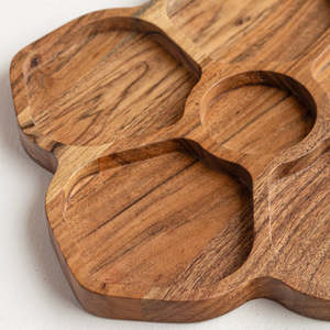 <span class=keywords><strong>Assiette</strong></span> à collation en <span class=keywords><strong>bois</strong></span> avec 6 compartiments Plateau de service alimentaire pour la fête à la maison - Product Image 3