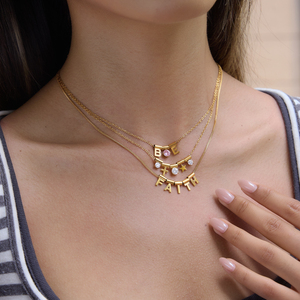 Ensemble cadeau de collier pendentif amovible en forme de lettre, croix, étoile, tube, en acier inoxydable <span class=keywords><strong>plaqué</strong></span> <span class=keywords><strong>or</strong></span> 18 carats avec CZ blanc et rose, de la marque J&D Jewelry - Product Image 4