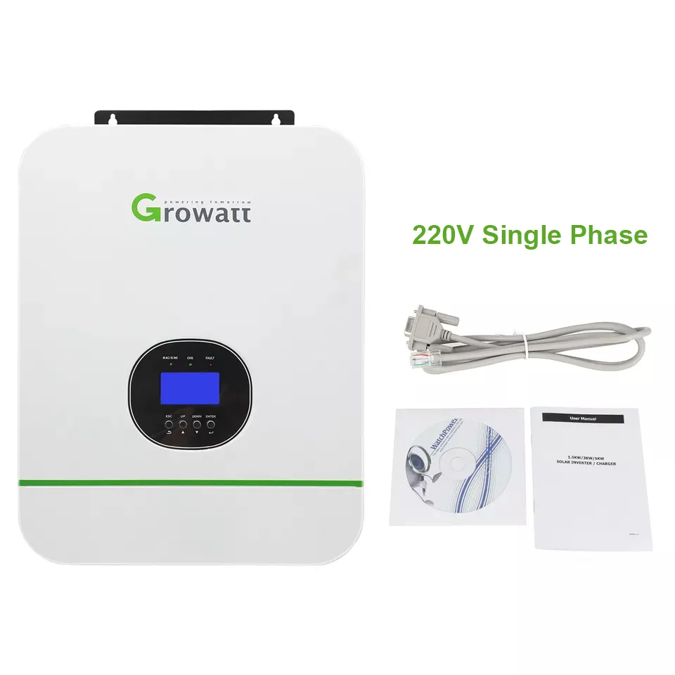 도매 Custom 3kw 5kw 6kw 10kw 15kw (High) 저 (Voltage 힘 Growatt \ % Off 그리드 하이브리드 Solar Inverter 대 한 홈 Use Solar Inverters