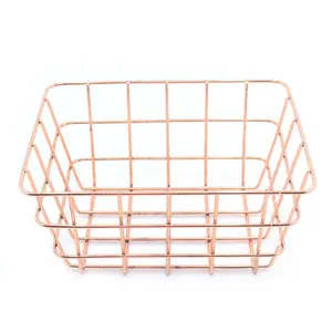 Rose gold wire metal basket for storage wire fruit basket wire basket