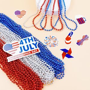 <span class=keywords><strong>Pas</strong></span> <span class=keywords><strong>cher</strong></span> en vrac 4 juillet accessoires 33 pouces métallisé <span class=keywords><strong>rouge</strong></span>/argent/bleu colliers de perles pour la journée patriotique, faveur de fête de carnaval - Product Image 5