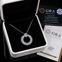 Collier Couronne Circulaire en Moissanite Plaqué Argent, Pendentif Romantique en Diamant de Laboratoire VVS, Cadeaux pour Femmes, Bijoux en Argent Sterling 925