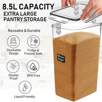 Conteneurs de stockage de nourriture en vrac extra-larges de 8,5 L, couvercle hermétique, farine, riz, céréales, pâtes, étanches, sans BPA, écologiques, empilables