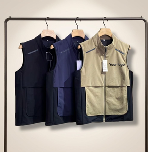 Veste sans manches unisexe personnalisée avec logo, col montant, résistante au soleil, respirante, légère, pour les déplacements en extérieur, imperméable - Product Image 1