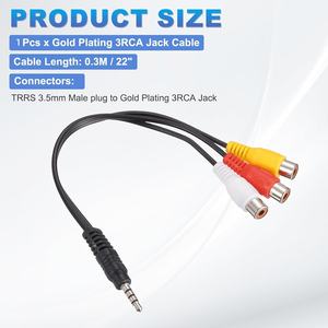 <span class=keywords><strong>Cable</strong></span> Adaptador de Audio y Video Estéreo <span class=keywords><strong>AV</strong></span> de Cobre Puro Premium de 3.5mm Macho a 3RCA Hembra para TV Box, Reproductor de DVD, Consola de Juegos - Product Image 3