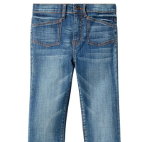 Jean en denim bleu extensible taille haute évasé pour femme, style 5 poches, confortable, bottes western ajustées à la cheville, élégantes