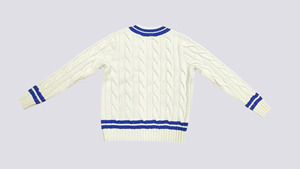 For Cable Knit Breathable Autumn <strong>Cricket</strong> Sweater Men Purple Blue Striped Trim V-Neck Preppy Pullover Tennis <strong>Jumper</strong> - Product Image 6