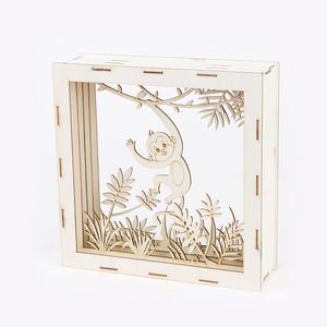 Educación de la primera infancia Cognición Juguete de madera Patrón de dibujos animados en 3D Rompecabezas de animales Mono Ciervo Rompecabezas - Product Image 4