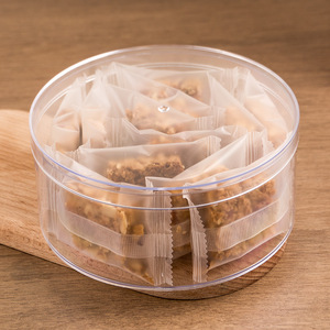 Boîte de rangement ronde en plastique transparent avec couvercle, empilable, pour biscuits, collations, desserts - Product Image 4