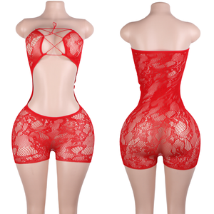 Mono de malla elástico con tiras, estilo lencería sexy, para salón de baile, disfraz de stripper, ropa atrevida de diseñador para escenario, con estampado flocado - Product Image 4