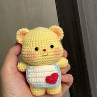 Porte-clés poupée ours Kawaii écologique personnalisé petit ours dessin animé Crochet tricot Couple porte-clés en tissu pour la décoration intérieure