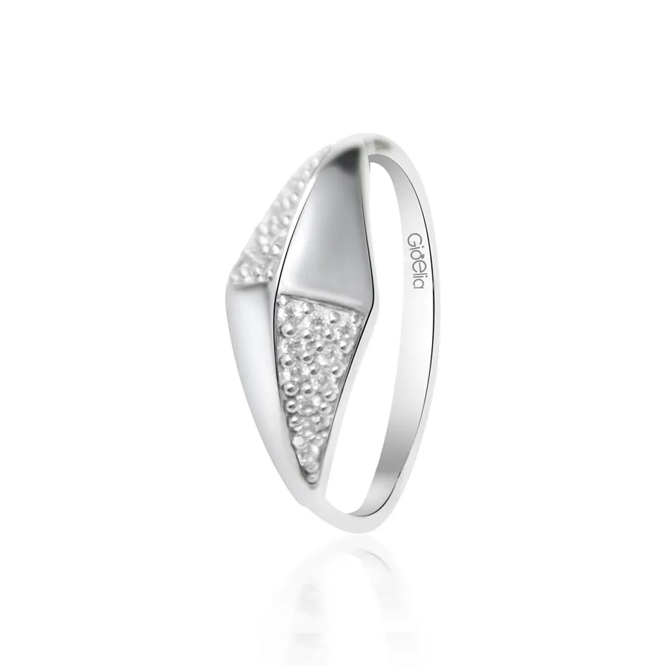 Fornitore professionale di gioielli di moda dall'italia anello di zirconi 925 anelli di cristallo placcati rodio geometrici