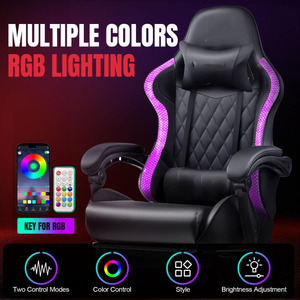 Silla <span class=keywords><strong>de</strong></span> Juego Ergonómica con Luces RGB, <span class=keywords><strong>de</strong></span> Alta Gama, Resistente, Cómoda, Giratoria 360°, <span class=keywords><strong>para</strong></span> <span class=keywords><strong>Adultos</strong></span>, con Reposapiés - Product Image 4