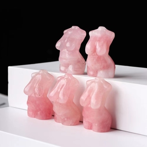 Maniquí femenino tallado a mano, artesanía de cristal, Torso de cristal de cuarzo rosa, modelo desnudo, cuerpo de mujer, estatua - Product Image 1