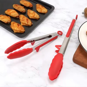 High Quality Silicone Food Tong Silicone Clamp <b>Kitchen</b> <b>Accessories</b> Stainless Steel <b>Kitchen</b> Grill Tongs for Outdoor Camping - Product Image 3