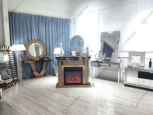 <span class=keywords><strong>Chimenea</strong></span> Eléctrica Contemporánea con Espejo en Oro Rosa y Marco de Diamantes Triturados para Salón - Product Image 6