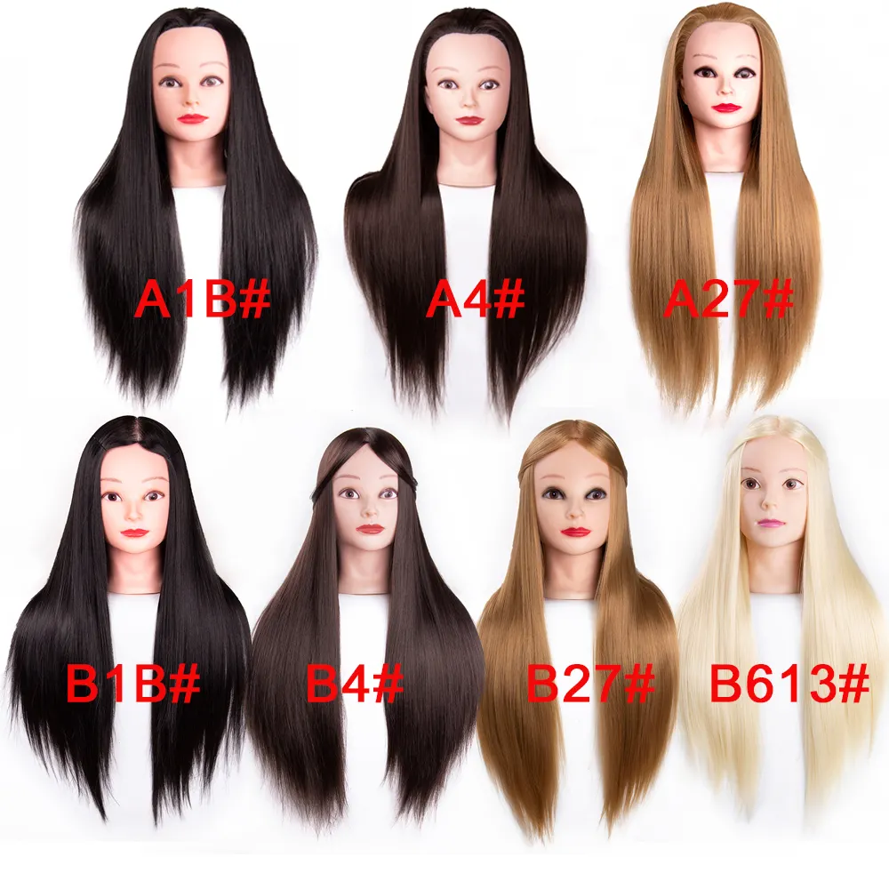 Cosmetology Synthetic Hair Curled Cutting Braids Practice Hairdressing Mannequin Dolls Styling Professional Barber Training Head