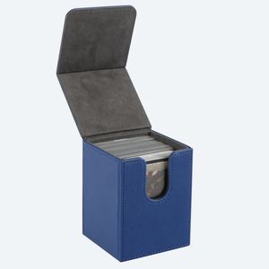 Étui à cartes en cuir PU bleu FX à ouverture supérieure, coins carrés, rangement magnétique portable pour jeux de cartes à collectionner - Product Image 1