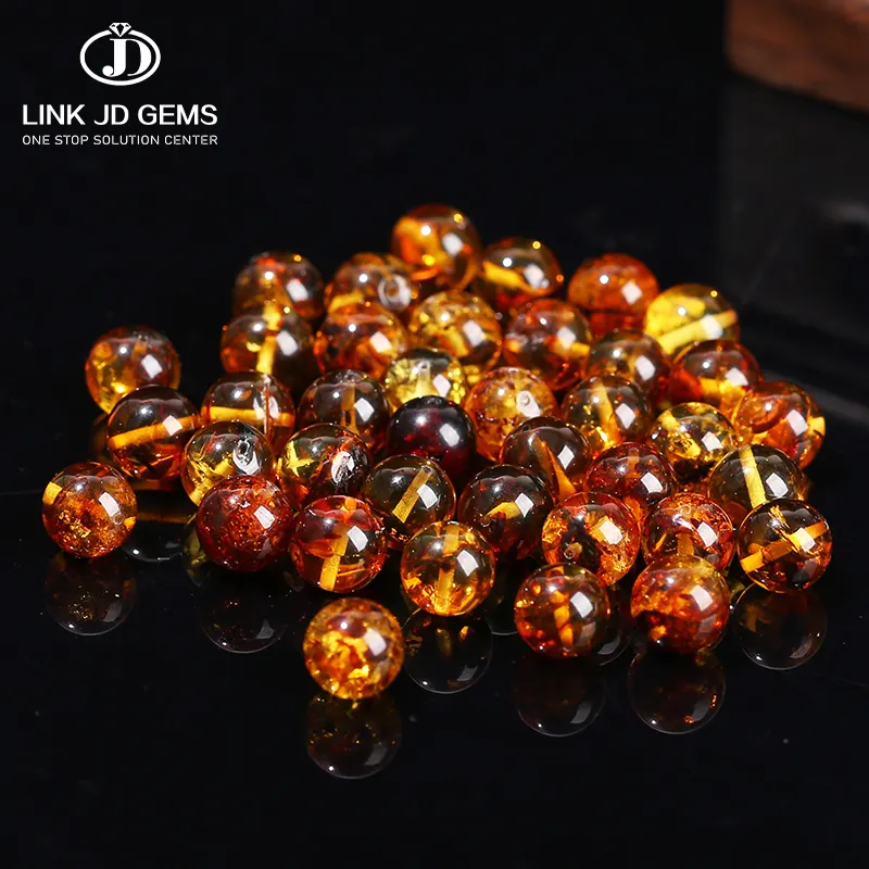 JD GEMS 6mm 8mm Semi Precious Agate Stone Loose Spacer Bead Natural Flower Amber Round Beads for Jewelry Making