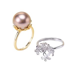 Support de bague en argent S925 avec perle ronde de 11-13 mm, accessoires de perles DIY, apprêt pour bijoux 10459 - Product Image 3