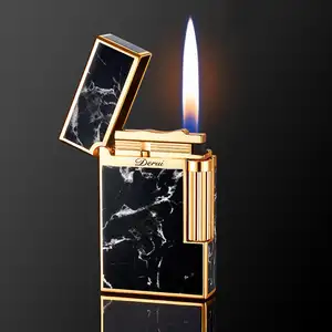 Classic grinding wheel lighter artistic carving retro mini oblique fire open flame smoking lighter