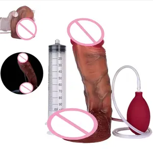 Dày squirting dương vật Silicone xuất tinh cong dildo thực tế với Sucker da cảm ứng hậu môn Đồ chơi tình dục phụ nữ thủ dâm