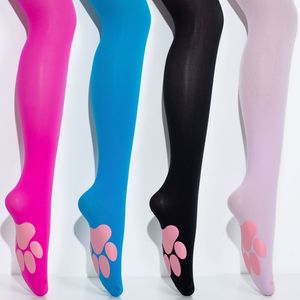 Chaussettes sexy rouges fines en <span class=keywords><strong>nylon</strong></span> noir respirant pour l'été, au-dessus du genou, motif griffe de chat, mignonnes et tendance - Product Image 1