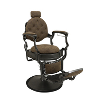 Mobilier de salon de beauté en cuir brun de luxe chaise de coiffure de salon à base ronde noire chaise de barbier à usage intensif pour la vente en gros