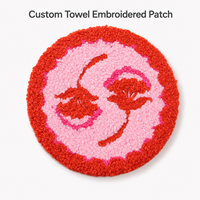 Écusson rond personnalisé en chenille à motif floral, en tissu doux, thermocollant ou à coudre, pour vêtements et sacs