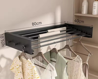 Séchoir à linge mural pliable en acier inoxydable, très vendu, 5 niveaux, revêtement en poudre, pour cuisine et salon