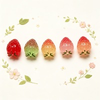 Breloques Kawaii en résine 3D en forme de fraise, mignonnes, rouges, lumineuses, pour la décoration de bijoux DIY