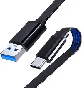 Kabel USB Pengisian Daya Cepat, Kabel USB C 6 Kaki 90 Derajat Sudut Kanan USB Ke 180 Derajat Tipe C untuk Samsung Galaxy MOTO G Motorola Edge