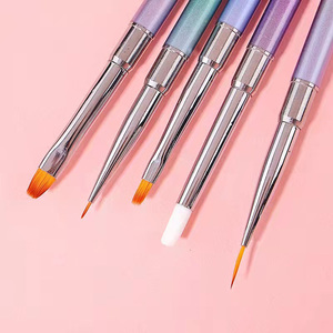 Lot de 5 pinceaux à ongles en silicone double embout, outils de manucure pour détails, points, pétales de fleurs et gel - Product Image 2