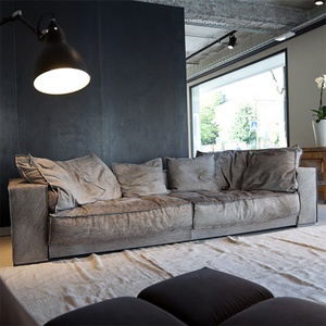 ¡Saludos! Sofá de estilo súper moderno, sofá seccional de tela de terciopelo gris y azul, sofá moderno para sala de estar - Product Image 2