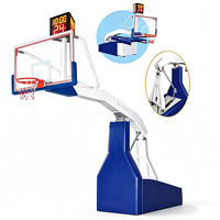 Panier de basket mobile robuste et réglable en hauteur avec panneau arrière en verre trempé pour l'éducation physique et la salle de sport
