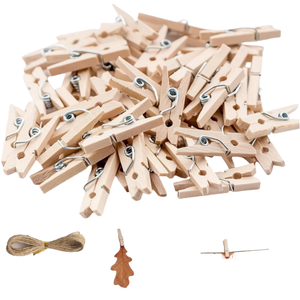 Pinzas para Ropa de Madera de Abedul Natural, Duraderas y Ecológicas, con Resorte, para Cocina, Sala de Estar, Lavandería y Decoración del Hogar - Product Image 1
