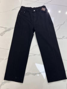 Jeans décontractés noirs <span class=keywords><strong>taille</strong></span> <span class=keywords><strong>haute</strong></span> pour femmes grandes tailles, tissu élastique, port quatre saisons, pantalon en denim ample, écologique - Product Image 1