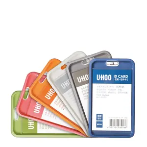 UHOO Vertical waterproof high transparent acrylic TPR id card holder office work name badge holder