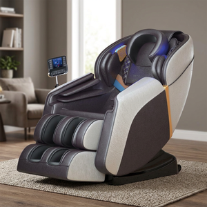Poltrona Massaggiante da Ufficio a Gravità Zero in Pelle PU Marrone, con Massaggiatore Gambe Integrato, Moderna e Portatile, per il Relax di Tutto il Corpo - Product Image 2