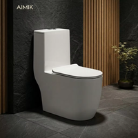 Ensemble WC monobloc en céramique blanche à chasse directe avec siphon en S, à poser au sol, pour salle de bain et hôtel (vente en gros)