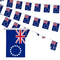 Vente en gros de fanions des Îles Cook 14x21cm en polyester, motif personnalisé gratuit, adaptés aux élections, 20 drapeaux, 6,5M
