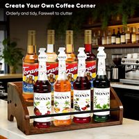 Organisateur de comptoir en bois rustique avec revêtement en poudre, 2 niveaux, armoire à liqueur, mini bar, étagère de bar rétro pour la maison, support pour whisky