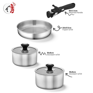 Mới được thiết kế tách ra xử lý đồ dùng nhà bếp 6-Piece không dính tổ ong triply thép không gỉ Cookware Set - Product Image 2