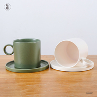 Ensemble de tasses de café en céramique, vert et blanc, fait à la main, Cappuccino Mocha, en céramique, pour le thé, l'après-midi, 6 pièces