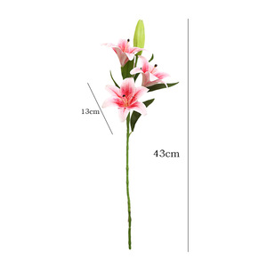 Fleur de lys artificielle Ruilisi à 4 têtes, blanche et rose foncé, en PVC souple, imperméable, pour décoration de mariage et de maison - Product Image 5