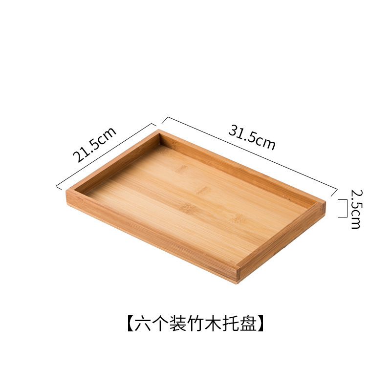 Plateau en bambou et bois, 6 compartiments [convient aux assiettes de 10 cm]