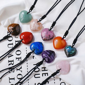 Gros cristal naturel pendentif guérison coeur quartz collier amour pierres précieuses pendentif - Product Image 6