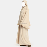 Abaya Élégante de Luxe Willson Khimarr Style Modeste Beige Musulmane Robe Longue Vente en Gros Dubaï Modèle Turc en Mousseline
